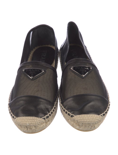 Prada Enameled Metal Triangle Mesh Espadrilles