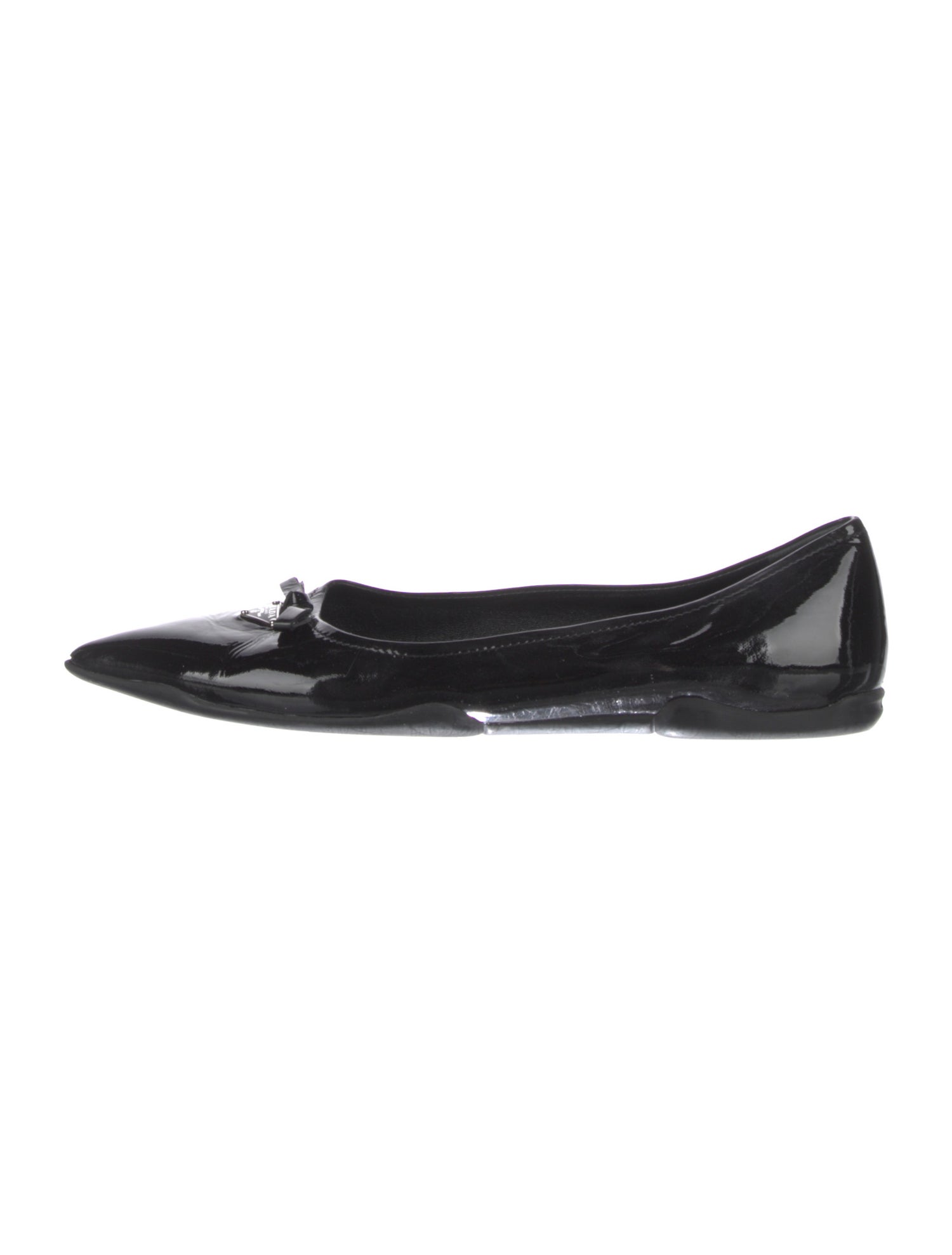 Prada Sport Patent Leather Bow Accents Ballet Flats