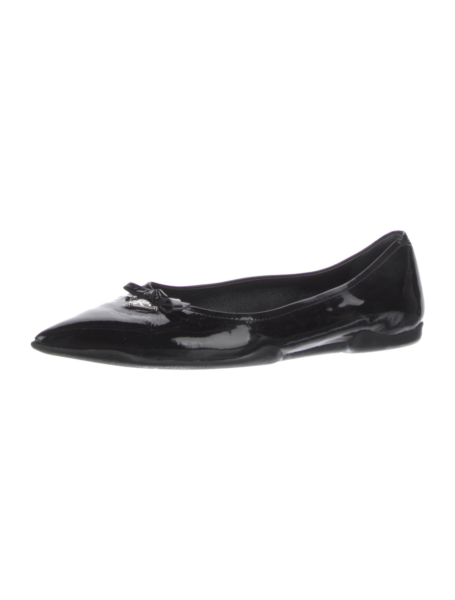 Prada Sport Patent Leather Bow Accents Ballet Flats