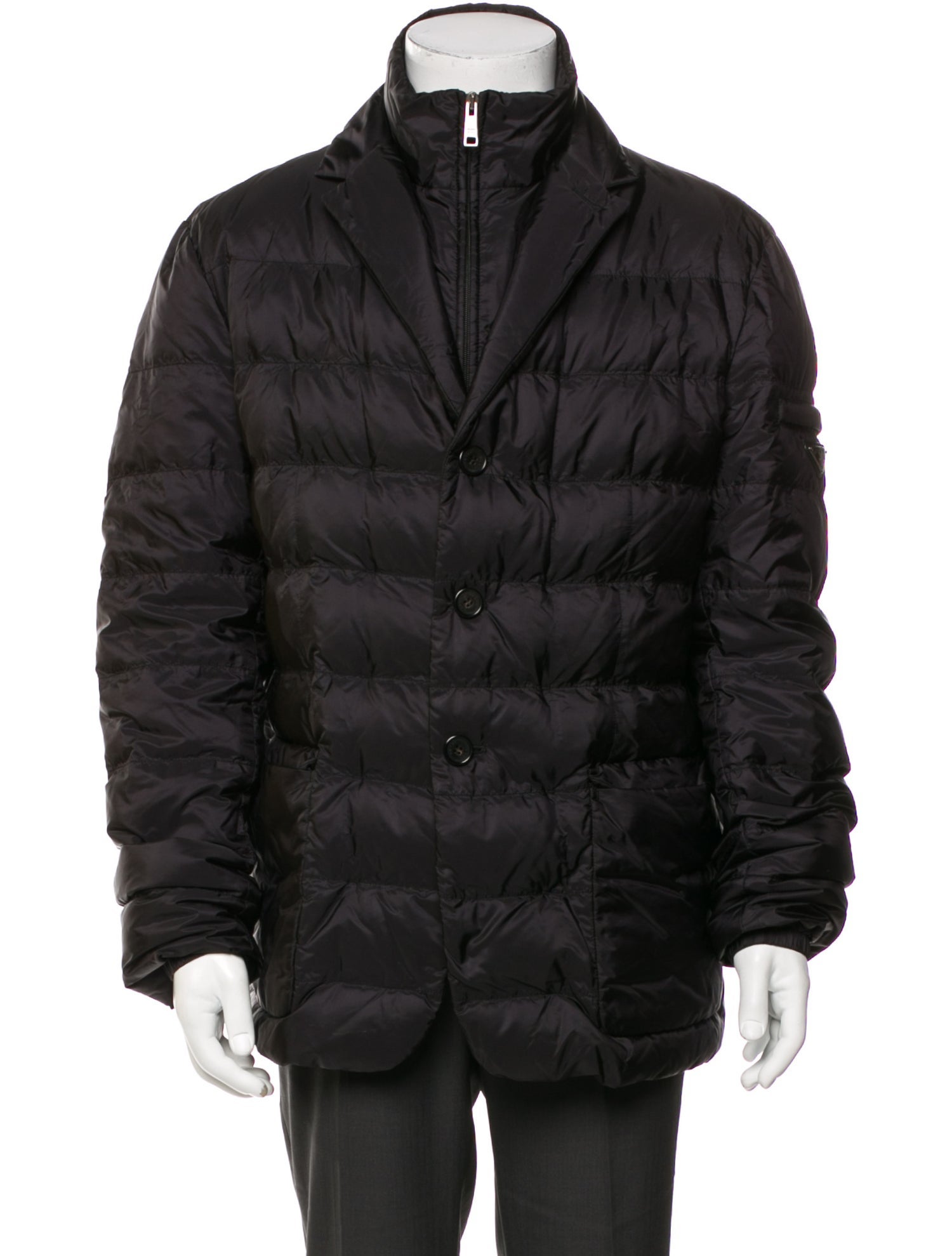 Prada 2016 Enameled Metal Triangle Puffer Coat