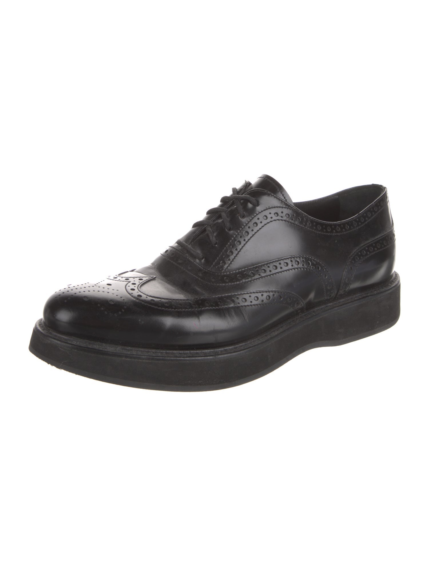 Prada Patent Leather Lasercut Accents Oxfords