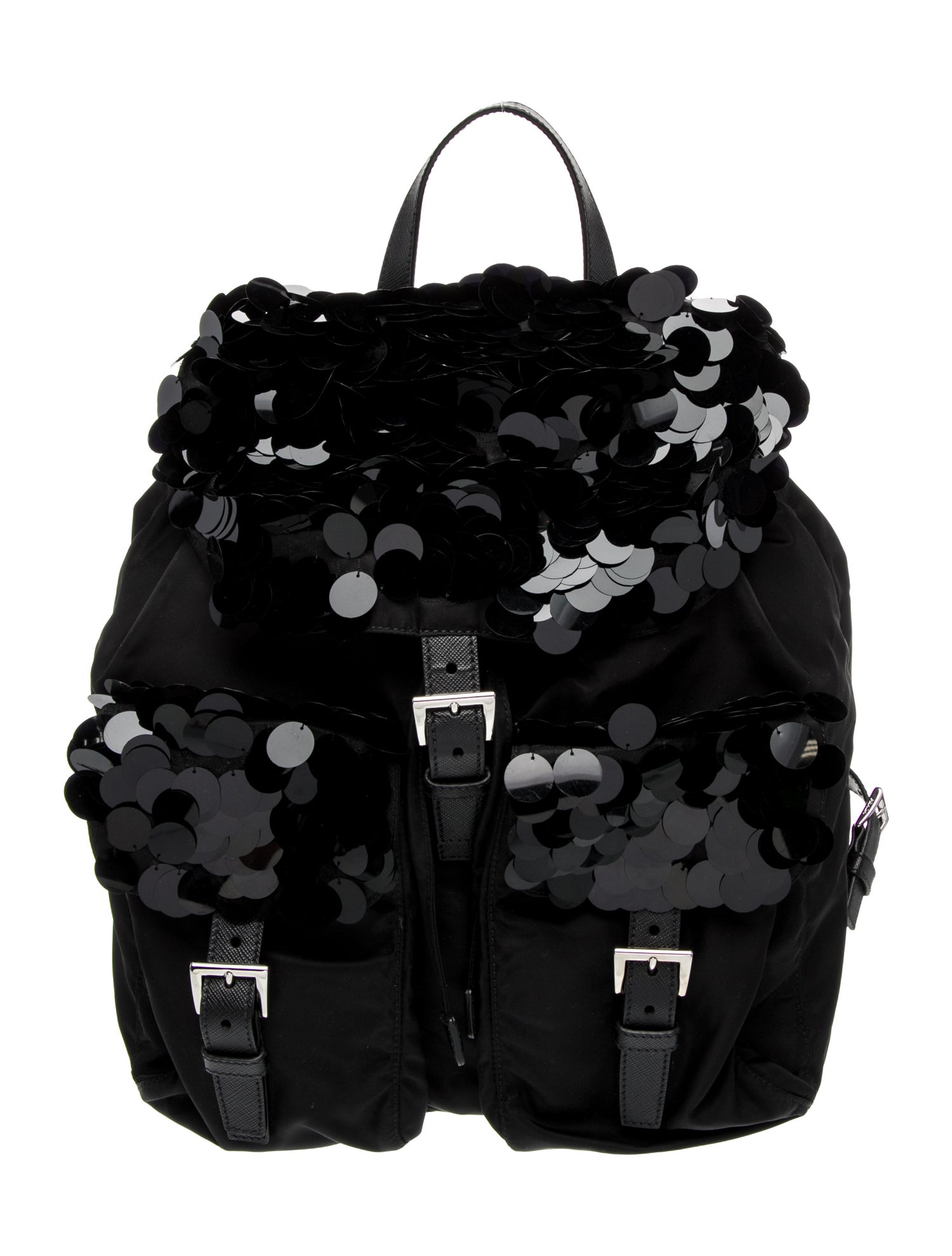 Prada Enameled Metal Triangle Backpack