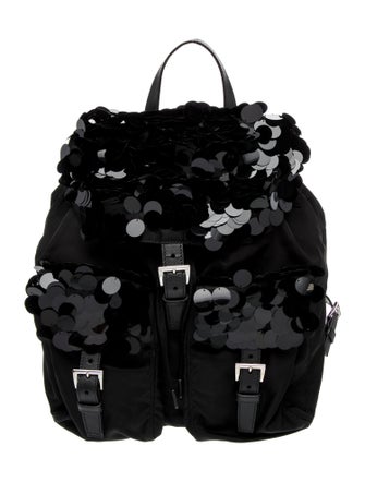 Prada Enameled Metal Triangle Backpack