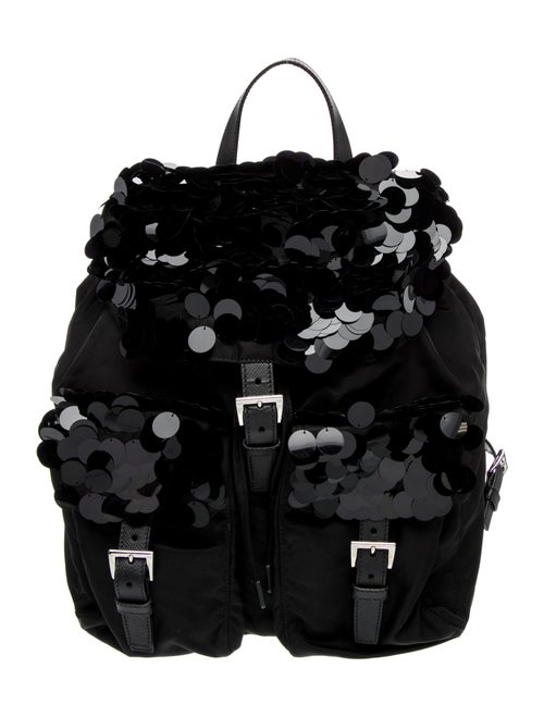 Prada Enameled Metal Triangle Backpack