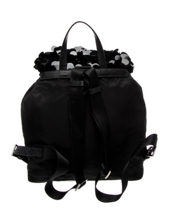 Prada Enameled Metal Triangle Backpack