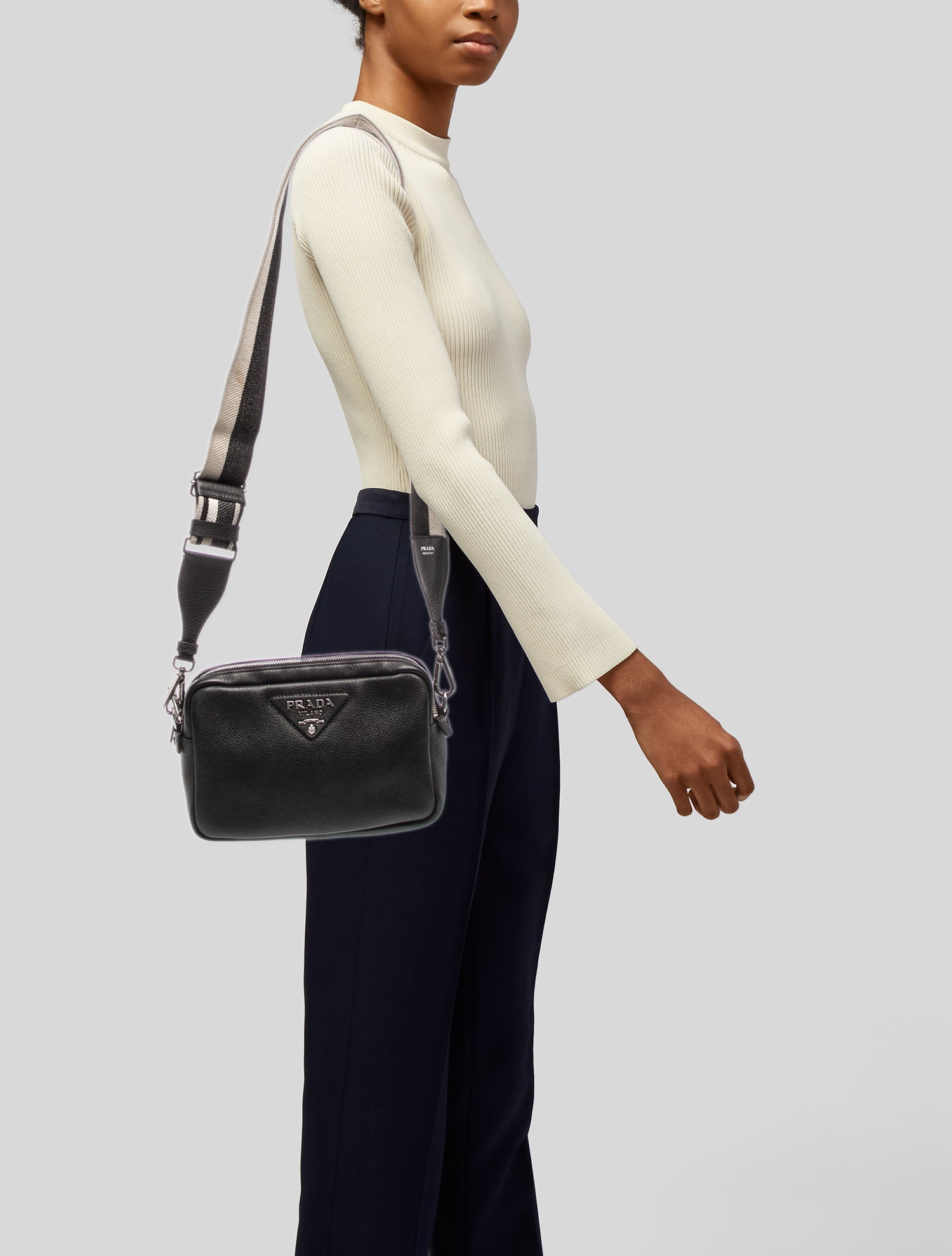 Prada Enameled Metal Triangle Bandoliera