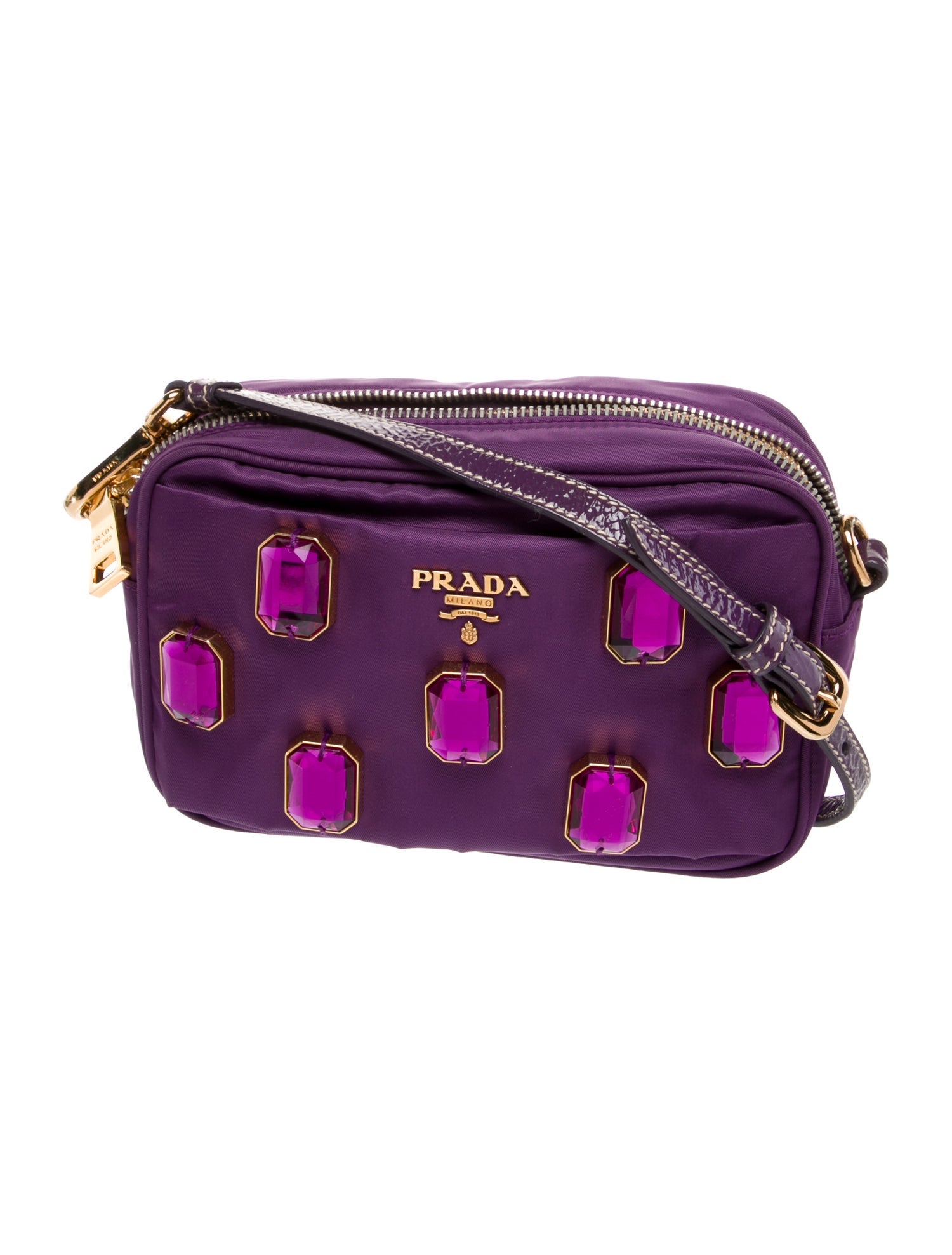 Prada Tessuto Purple Tessuto Pietre Crossbody Bag Purple