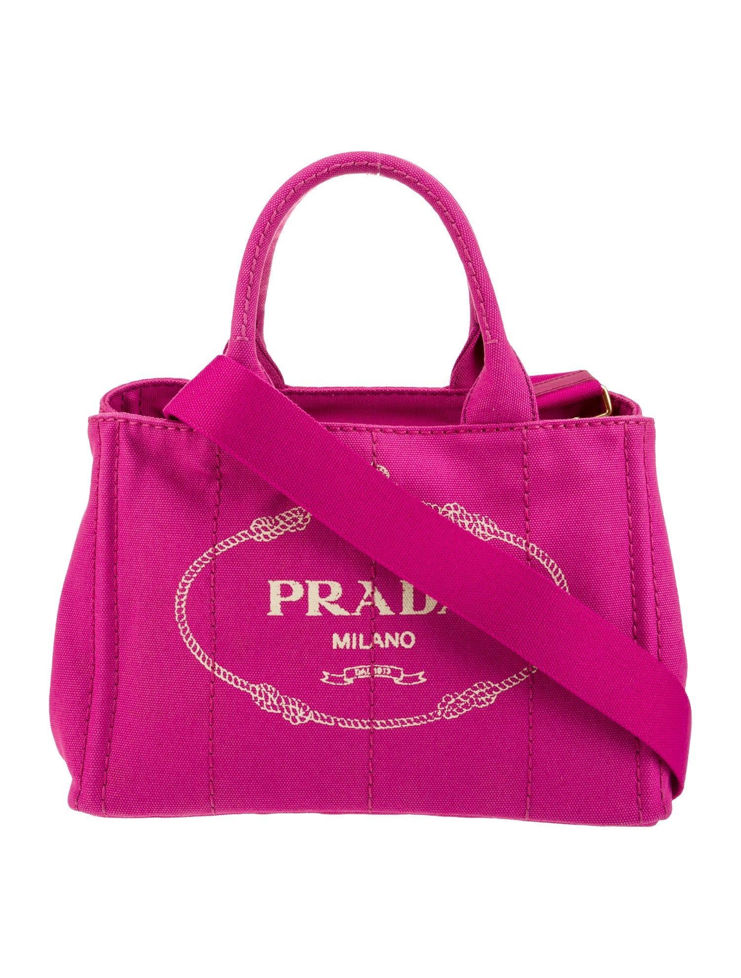 Prada Enameled Metal Triangle Grommet Canapa Small Vintage