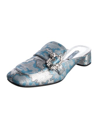 Prada Printed Crystal Embellishments Mules