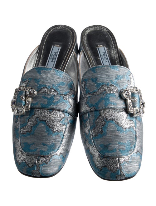 Prada Printed Crystal Embellishments Mules