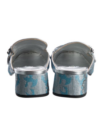 Prada Printed Crystal Embellishments Mules
