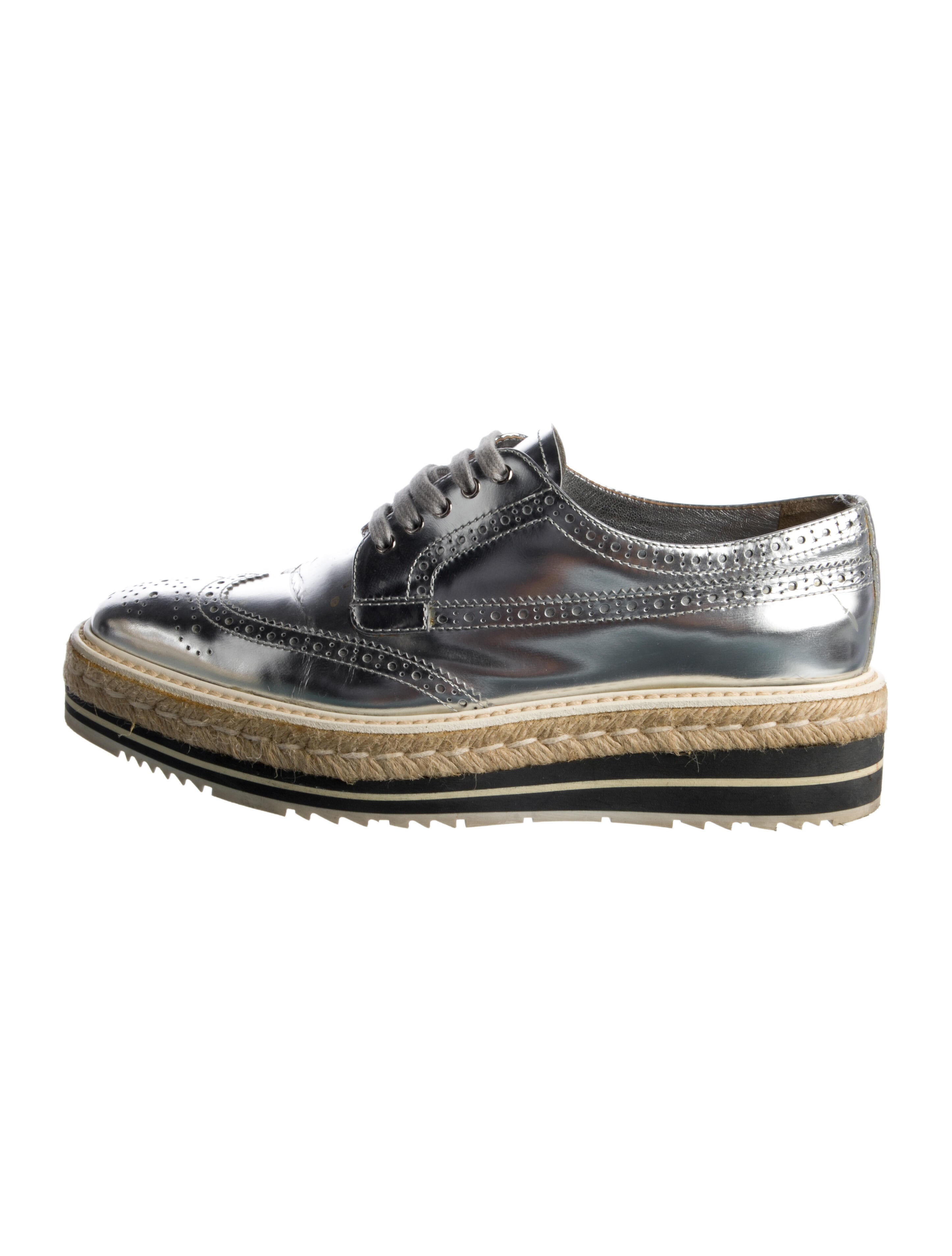 Prada Leather Patterned Oxfords