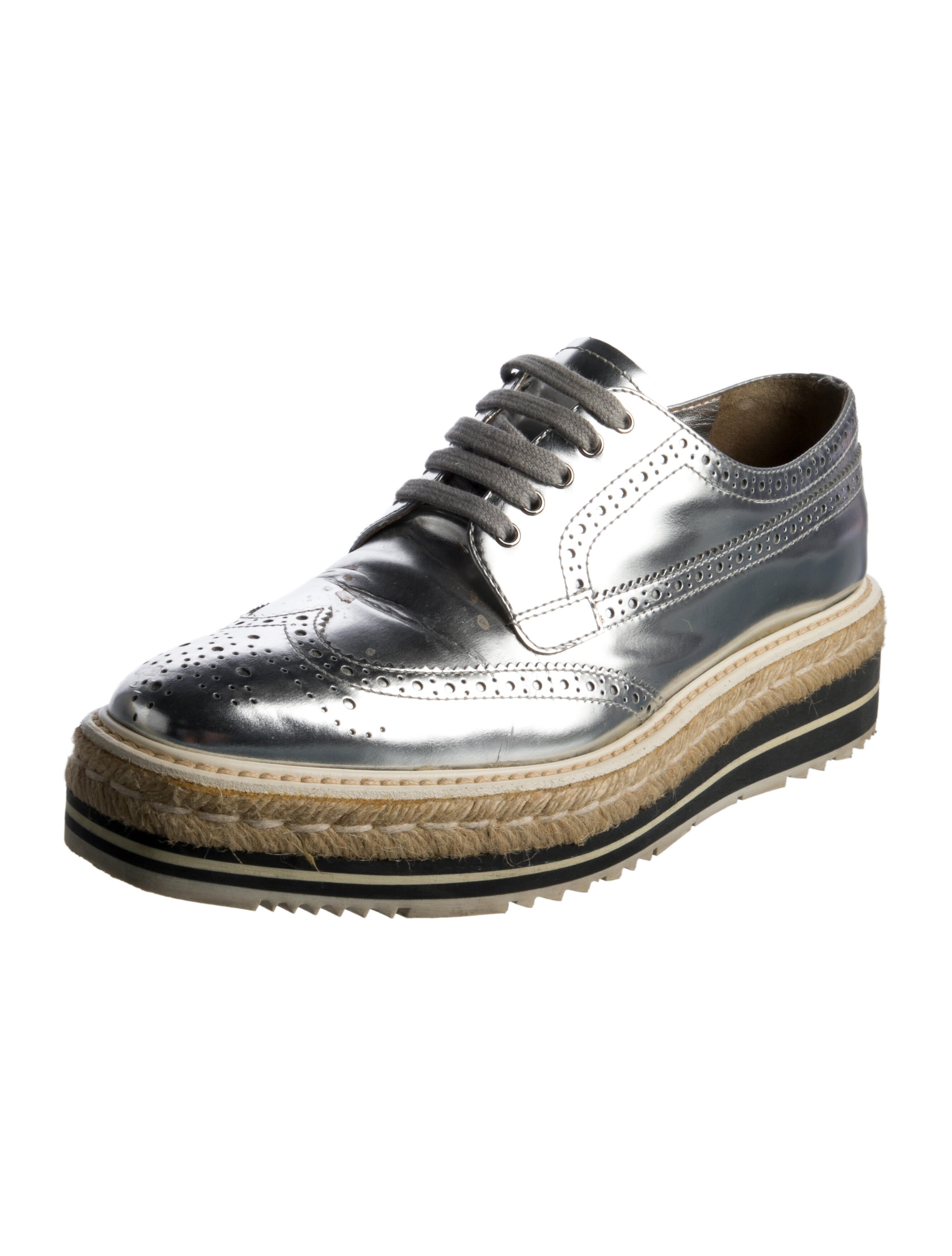 Prada Leather Patterned Oxfords
