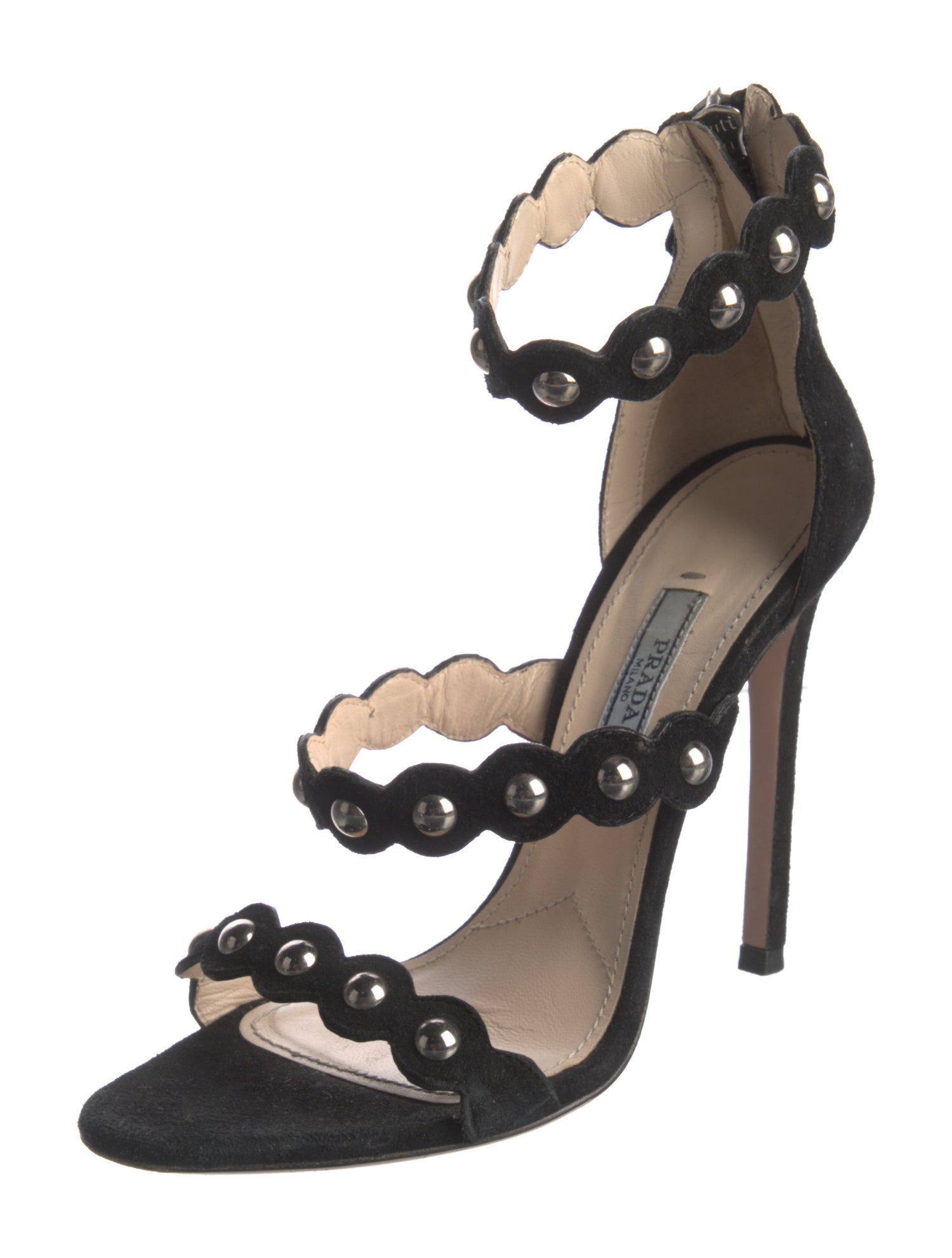 Prada Suede Studded Accents Sandals