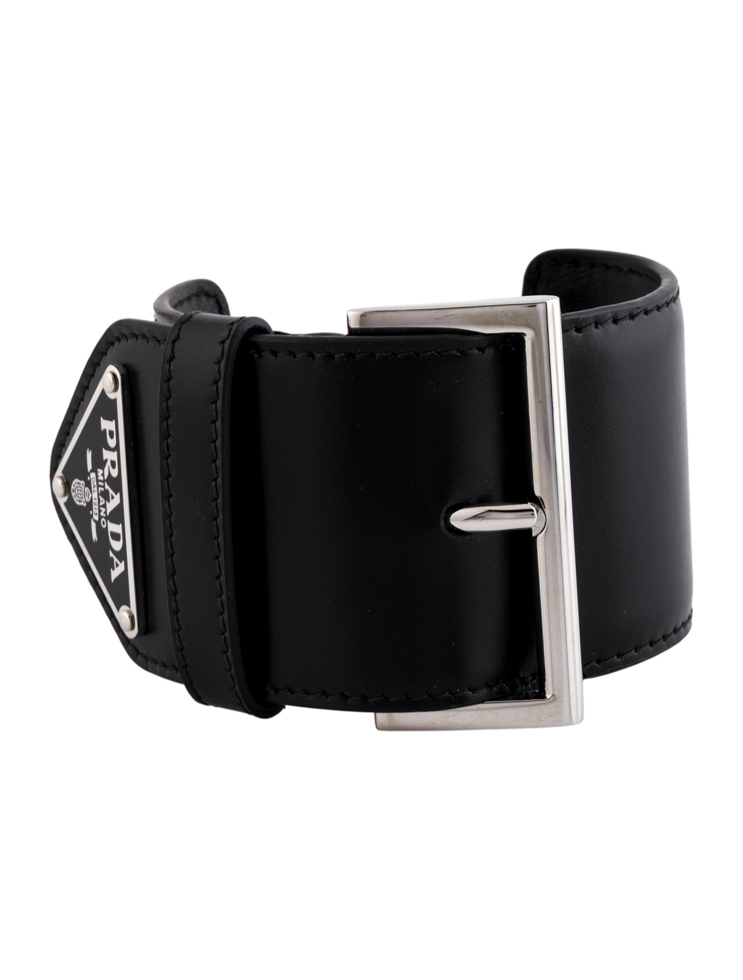 Prada Leather Triangle Logo Arm Cuff