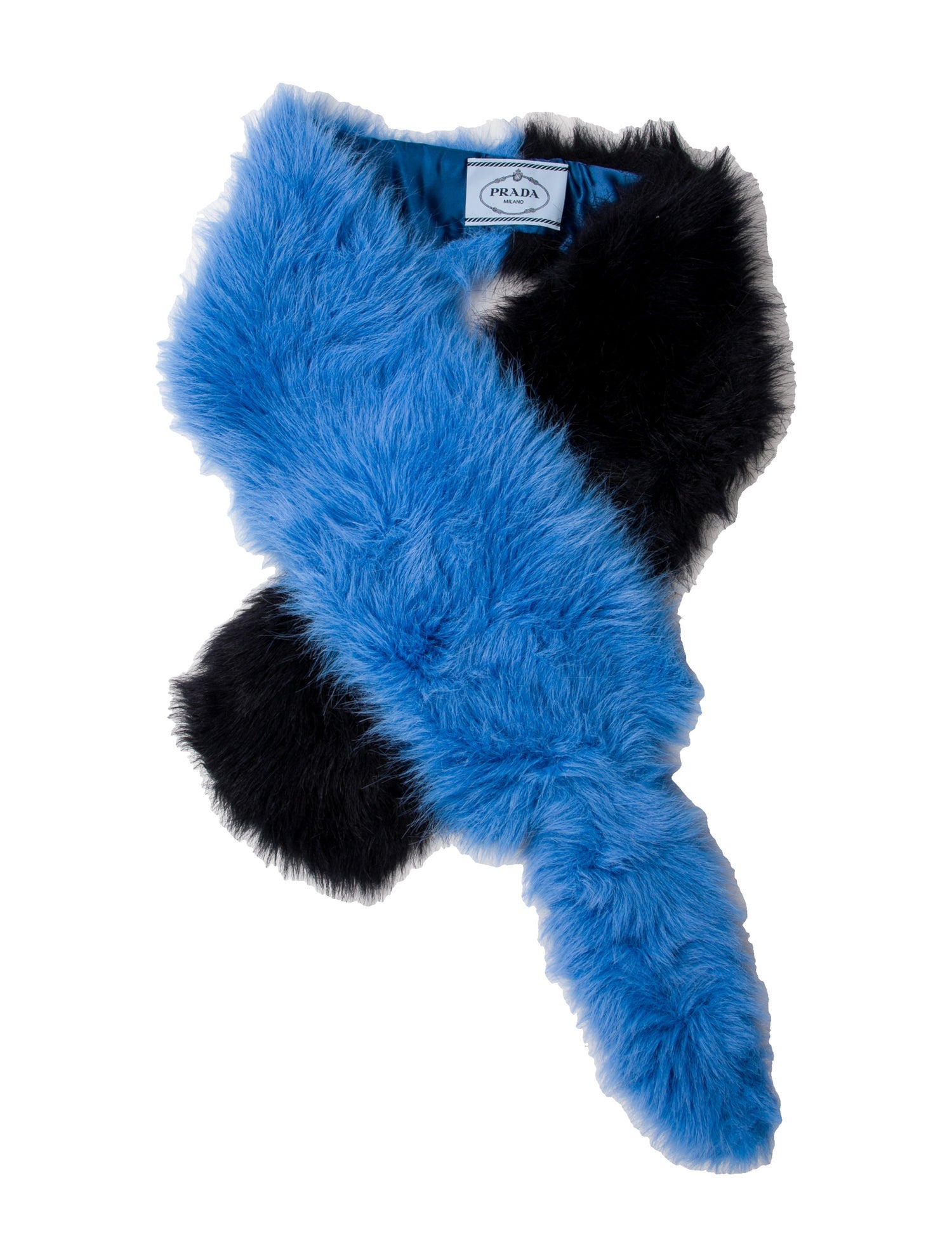 Prada Faux Fur Colorblock Pattern Scarf