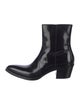 Prada Enameled Metal Triangle Patent Leather Western Boots