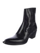Prada Enameled Metal Triangle Patent Leather Western Boots