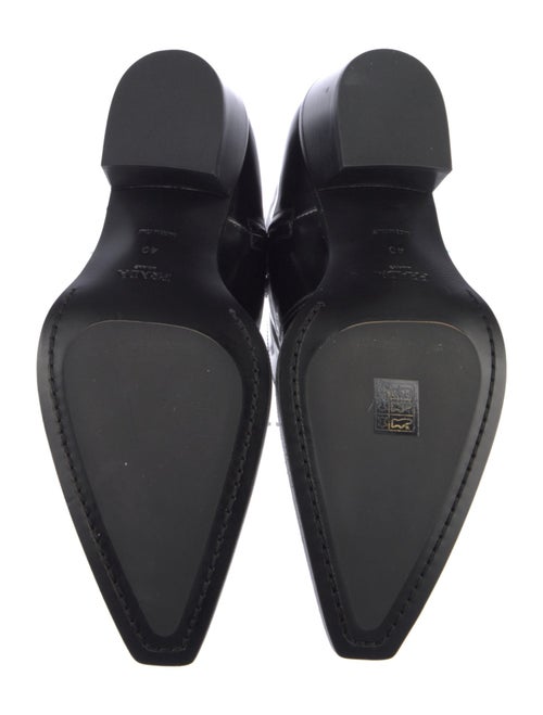 Prada Enameled Metal Triangle Patent Leather Western Boots