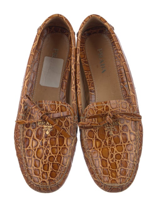 Prada Embossed Leather Animal Print Loafers