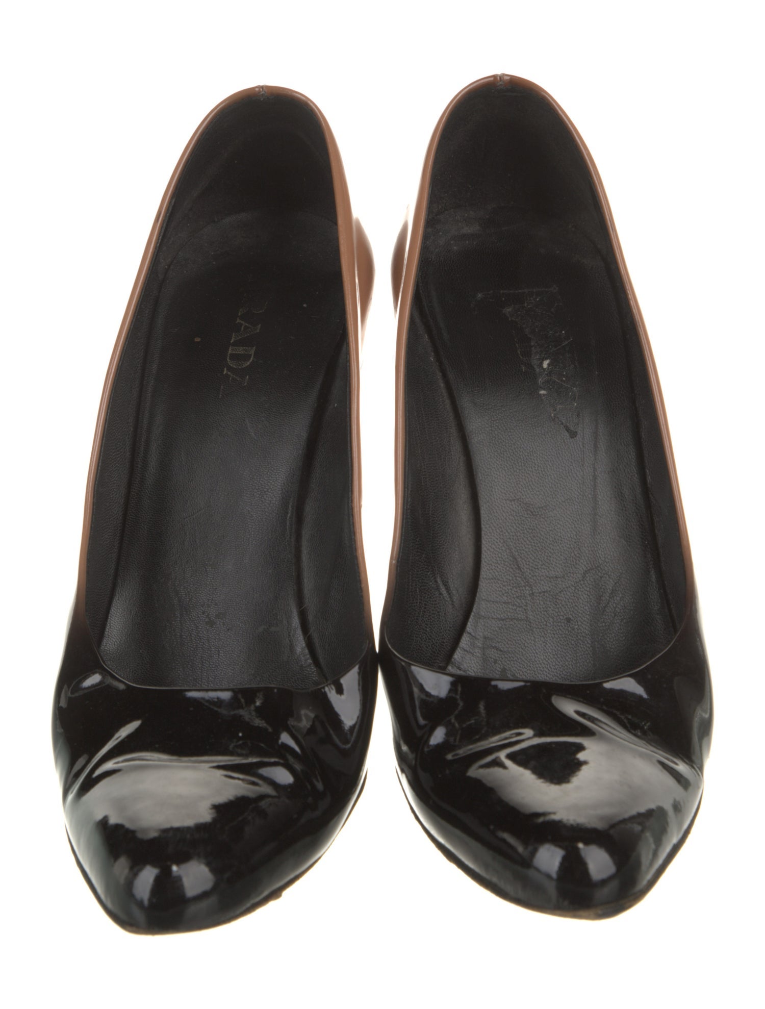 Prada Patent Leather Colorblock Pattern Pumps