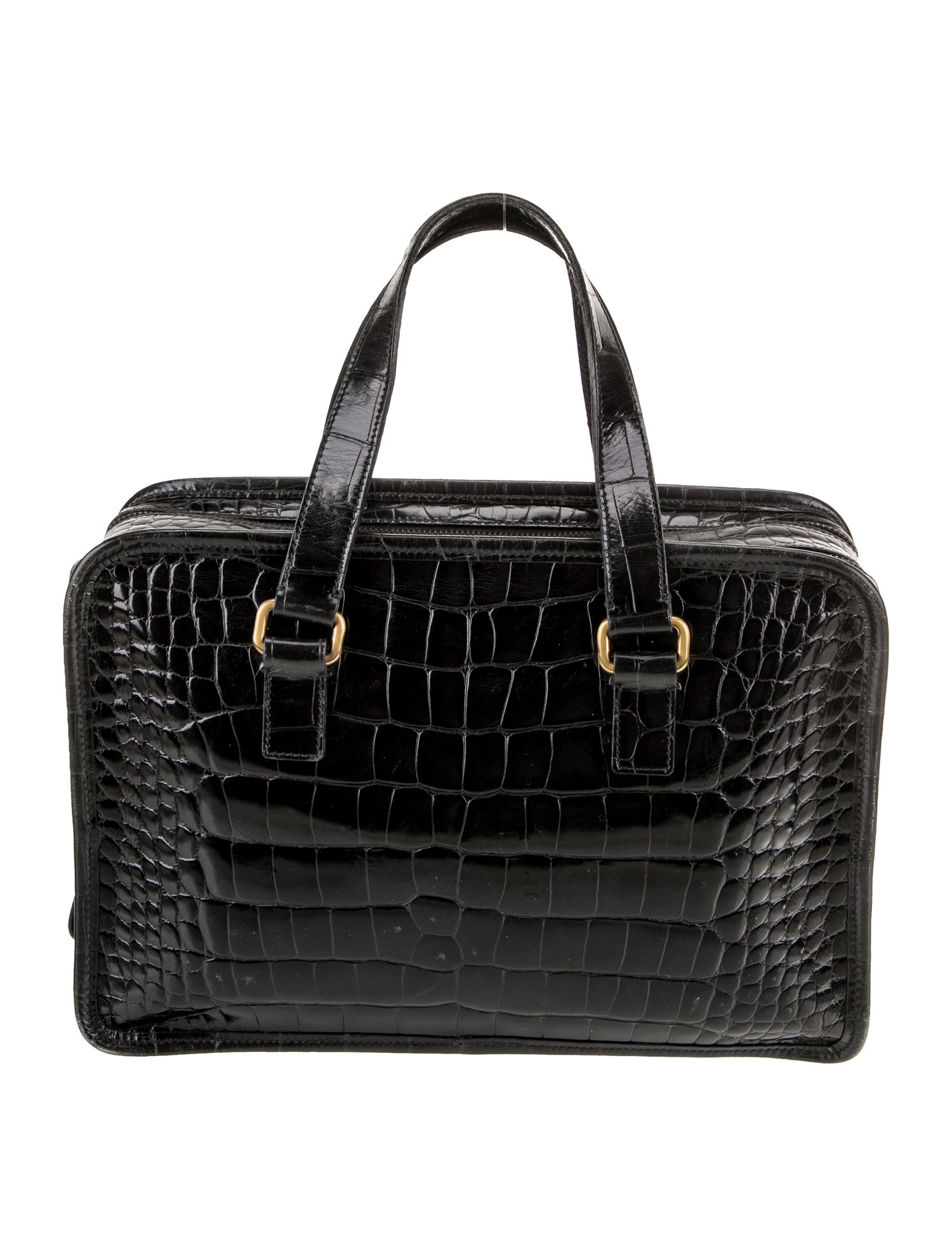 Prada Enameled Metal Triangle Bauletto Vintage