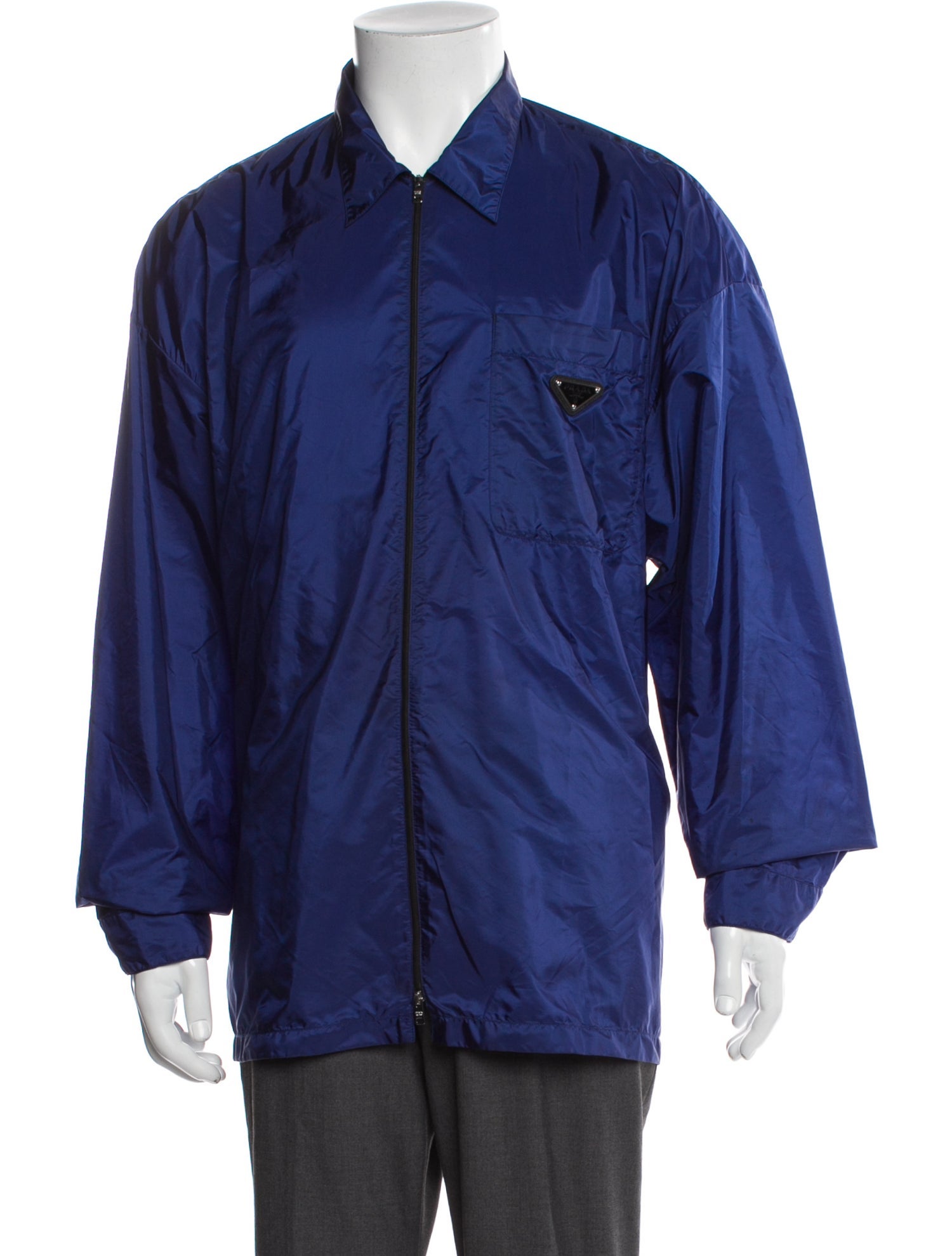 Prada 2021 Enameled Metal Triangle Windbreaker