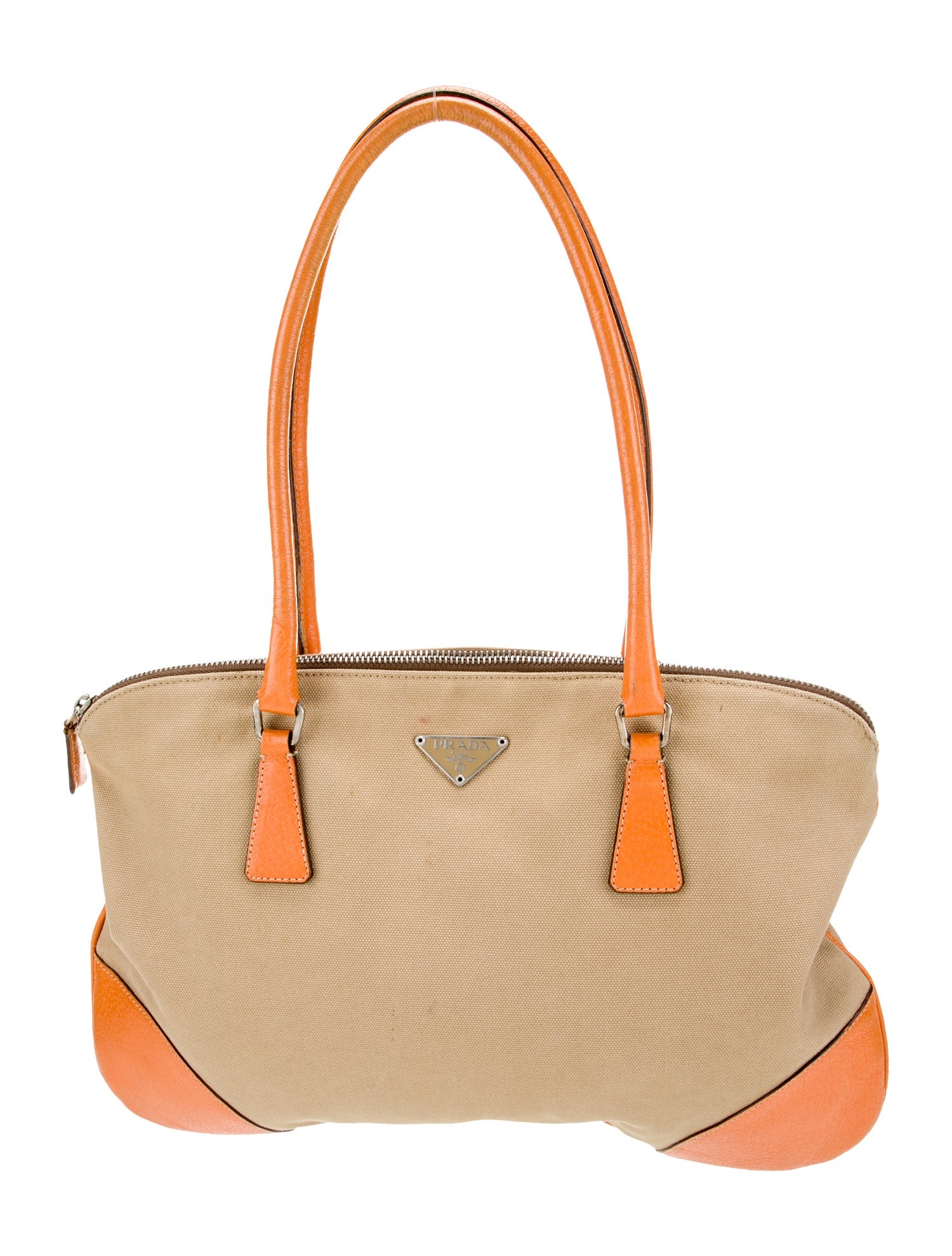 Prada Enameled Metal Triangle Shoulder Bag