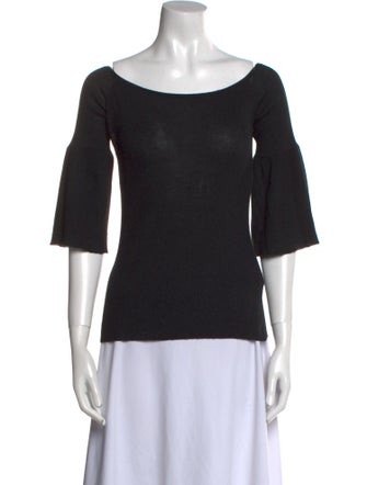 Prada Cashmere Bateau Neckline T-Shirt