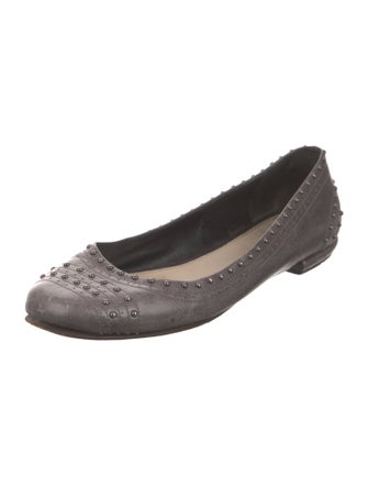 Prada Leather Cutout Accent Ballet Flats