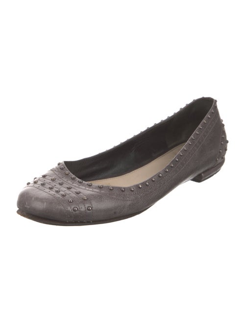 Prada Leather Cutout Accent Ballet Flats