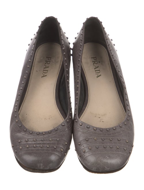 Prada Leather Cutout Accent Ballet Flats