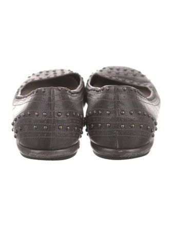 Prada Leather Cutout Accent Ballet Flats