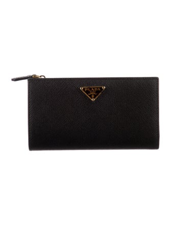 Prada Saffiano Triangle Leather Wallet