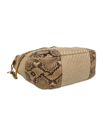 Prada Raffia Pitone Woven Hobo Bag