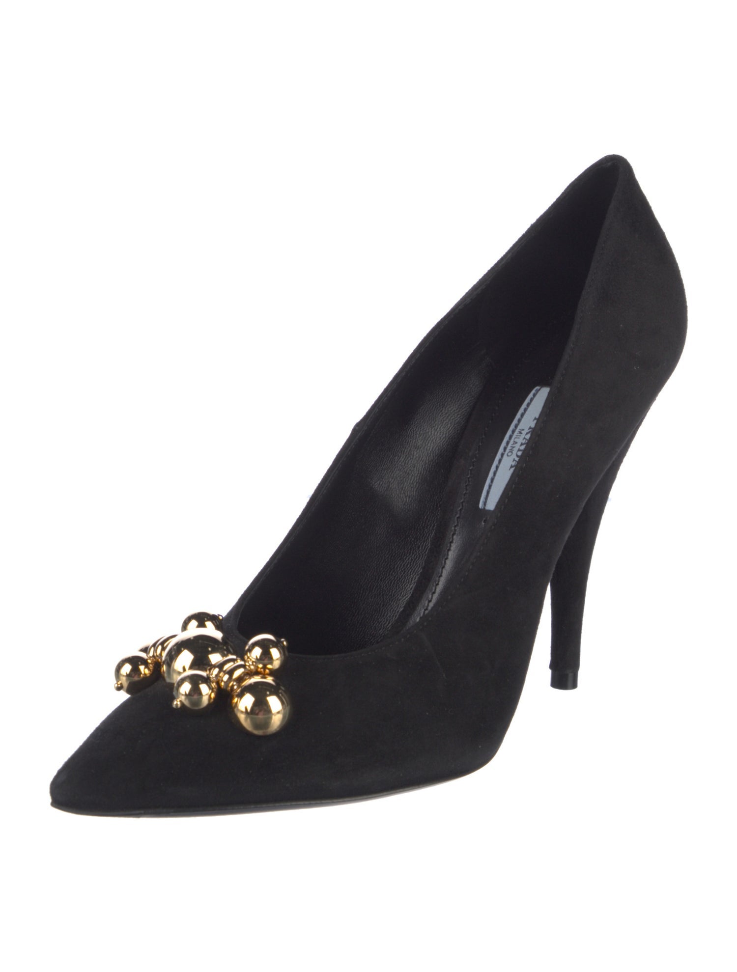 Prada Suede Studded Accents Pumps
