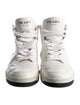 Prada Enameled Metal Triangle Leather Wedge Sneakers