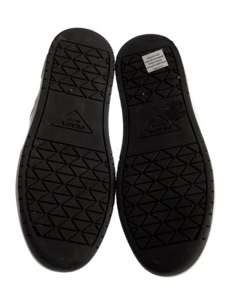 Prada Enameled Metal Triangle Leather Wedge Sneakers