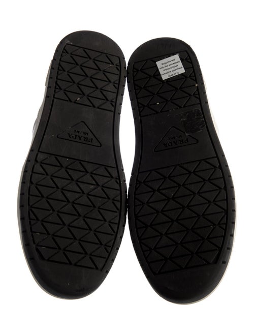 Prada Enameled Metal Triangle Leather Wedge Sneakers