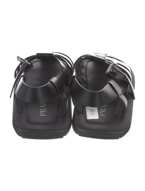 Prada Enameled Metal Triangle Leather Gladiator Sandals