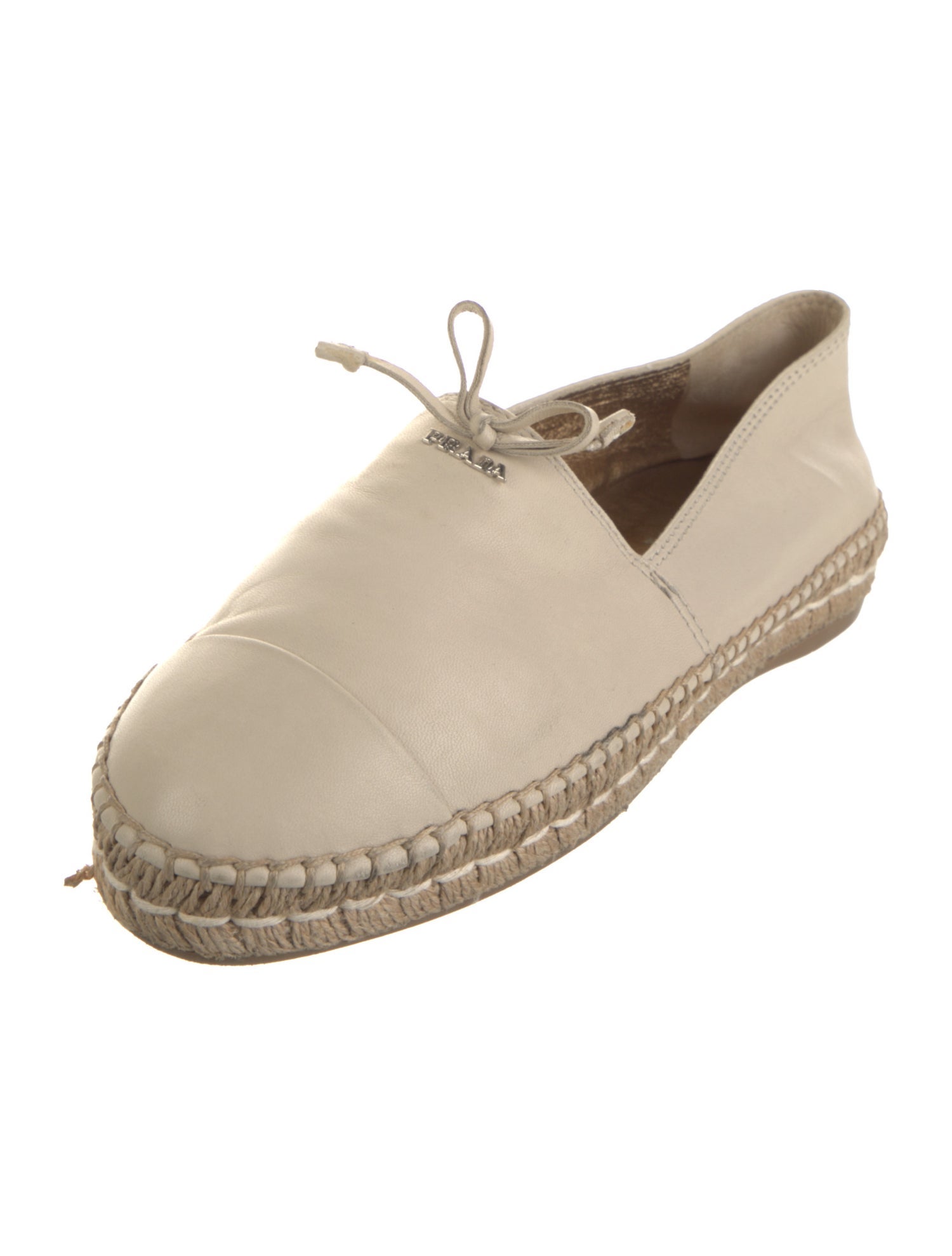 Prada Leather Bow Accents Espadrilles
