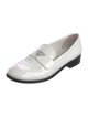Prada Enameled Metal Triangle Patent Leather Loafers