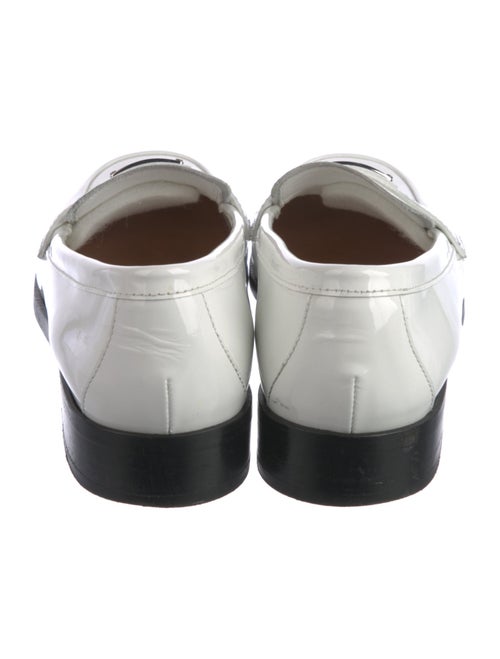 Prada Enameled Metal Triangle Patent Leather Loafers