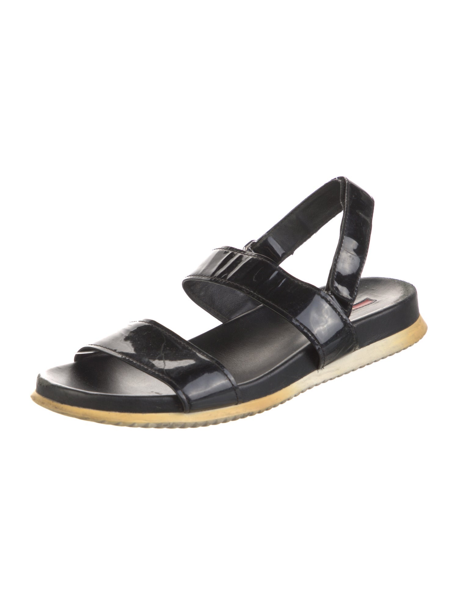 Prada Sport Patent Leather Slingback Sandals