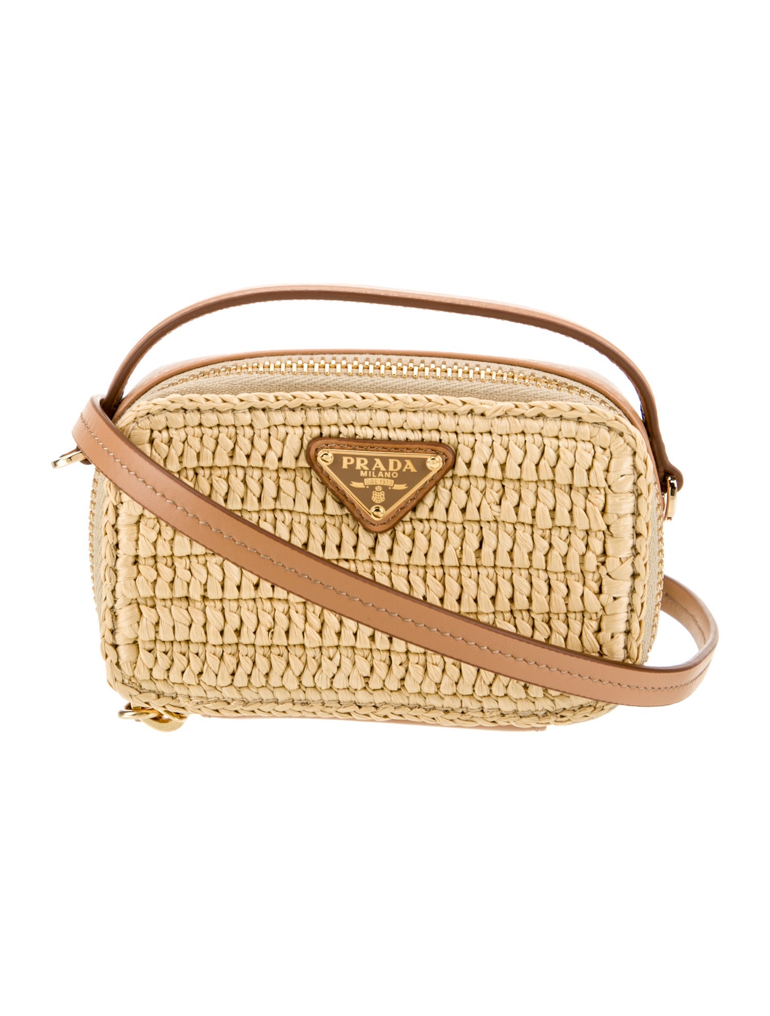 Prada Enameled Metal Triangle Crossbody Bag