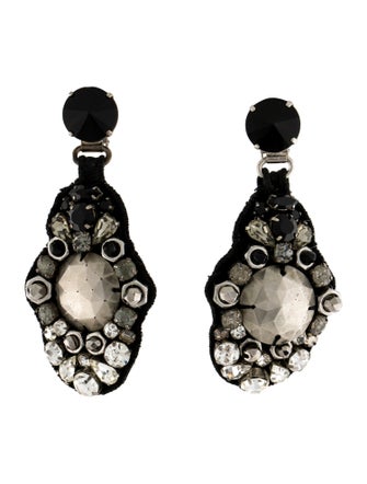 Prada Crystal & Fabric Drop Clip-On Earrings