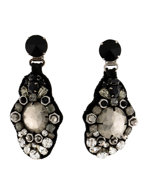 Prada Crystal & Fabric Drop Clip-On Earrings