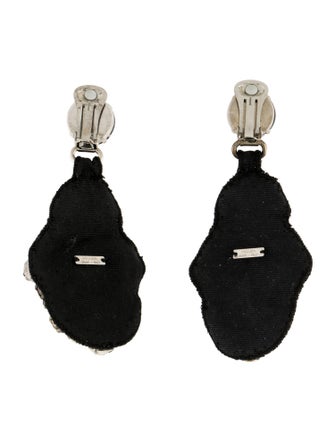 Prada Crystal & Fabric Drop Clip-On Earrings
