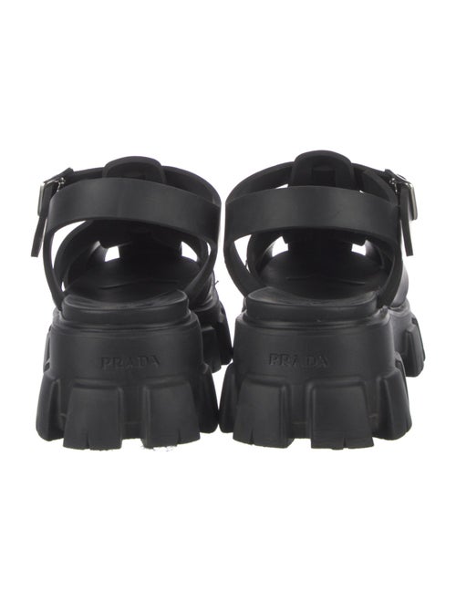 Prada Enameled Metal Triangle Rubber Slingback Sandals