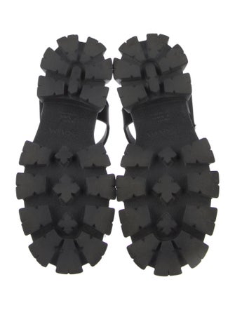 Prada Enameled Metal Triangle Rubber Slingback Sandals